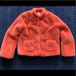 Anthropologie Salmon Pink Faux Fur Coat